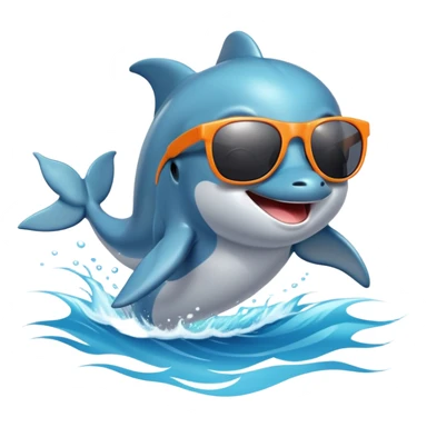 Dolphin wearing sunglasses while surging sticker