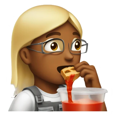 Sammie B eating sriracha sticker