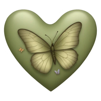 Khaki green heart with butterflies  sticker