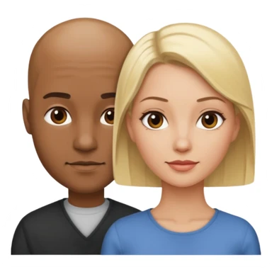 One woman medium length blond highlights hair
One man medium dark skin no hair sticker