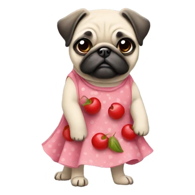  fun pug wearing dress with cherries sticker