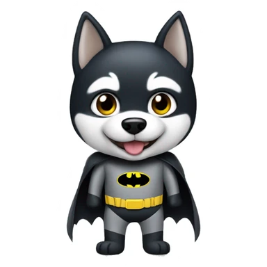 A husky dog dressed as Batman sticker