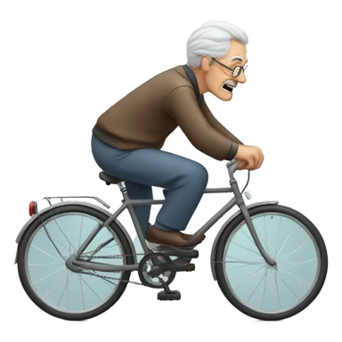 elderly man struggling on bike sticker