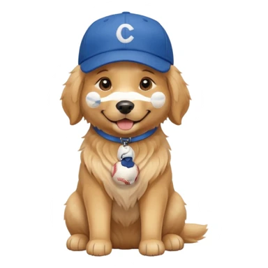 Golden retriever dog with blue baseball cap fullbody sitting down sticker