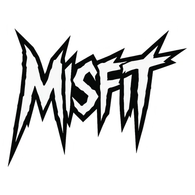 Misfit logo, rebellious, punk-inspired look, sharp edges sticker