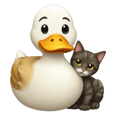 Duck and cat hugging  sticker