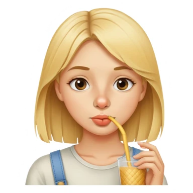 blonde girl sniffing straw in nose sticker