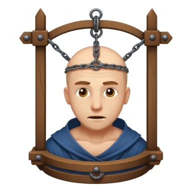 guy in stocks medieval torture device sticker
