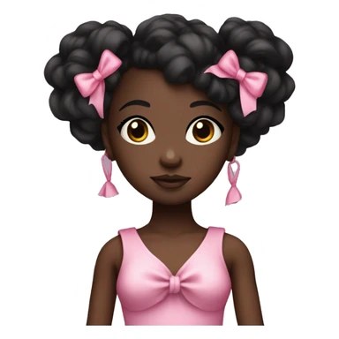 darkskin doll with pink bows and a cropped bandu top  sticker