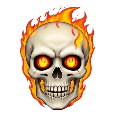 Just a skeleton face with fire in his eyes and fire around him with a damn face sticker