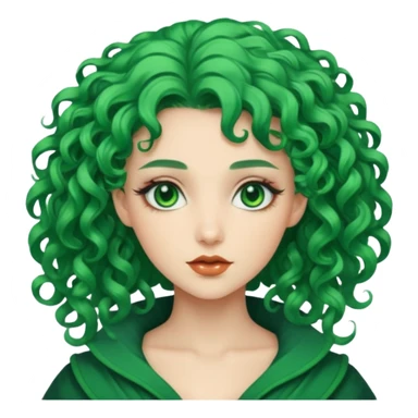 curly green haired fantasy woman sticker