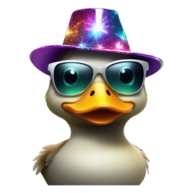 Duck at disco party sticker