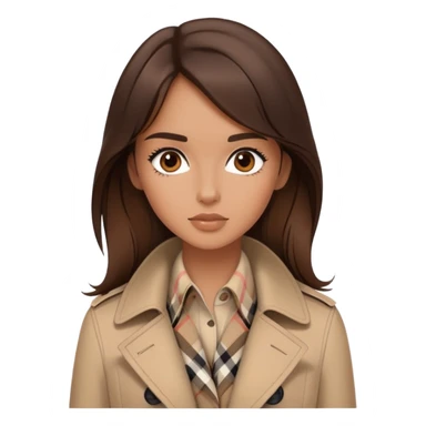 brunette girl wearing burberry sticker