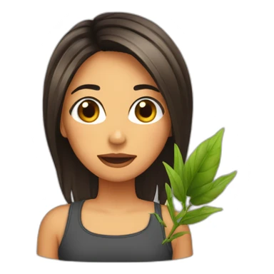 Chica cabello corto abrazando planta  sticker