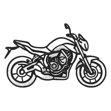 silhouette of a Yamaha MT-07 motorcycle, black outline style, minimal details, transparent background sticker