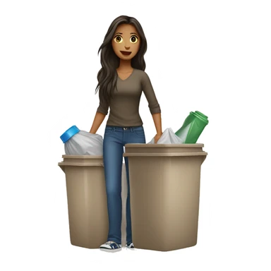 Beautiful brunette long haired woman taking out the trash sticker