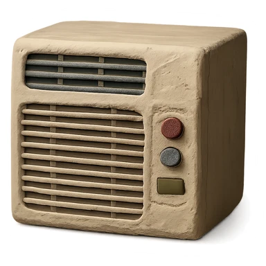 window air conditioning unit with buttons and vents in claymation style with matte finish and soft lighting sticker