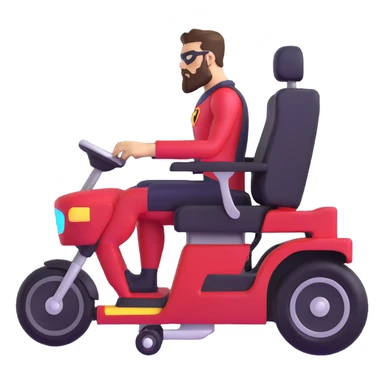 sleek superhero vehicle with hairy exterior, beard-fiber wheels, barber chair cockpit sticker