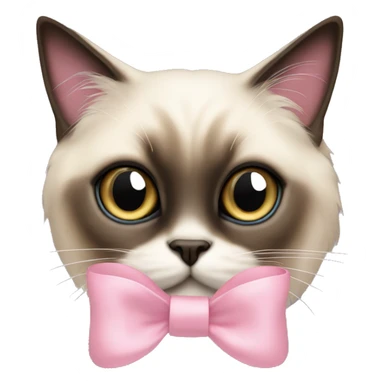 Long haired Siamese cat with pastel pink bow sticker