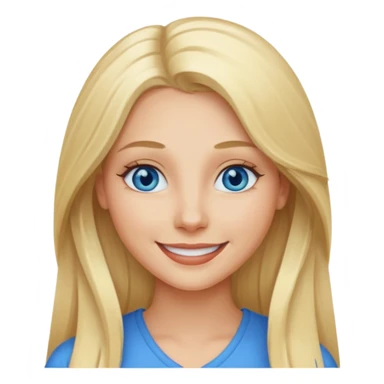blonde woman blue eyes, long hair, smile sticker