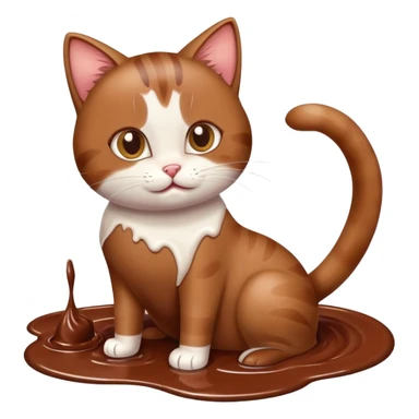 Cat cleaning up spilled chocolate milk sticker