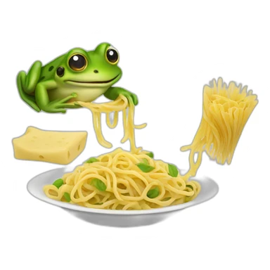 frog sharing pasta with chicken sticker