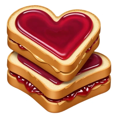 peanut butter and jelly, and between them a heart sticker