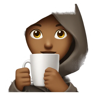 “The girl with the hood is drinking coffee.” sticker