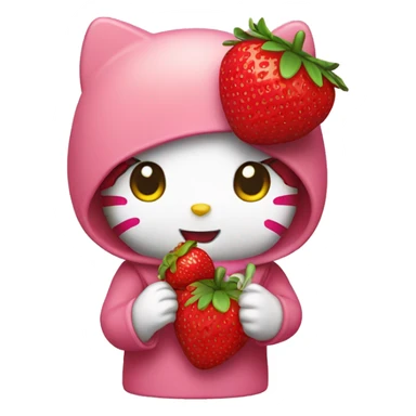 hello kitty eating strawberries  sticker