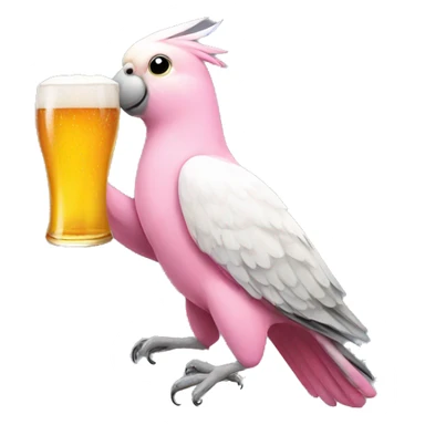pink cockatiel holding a beer sticker