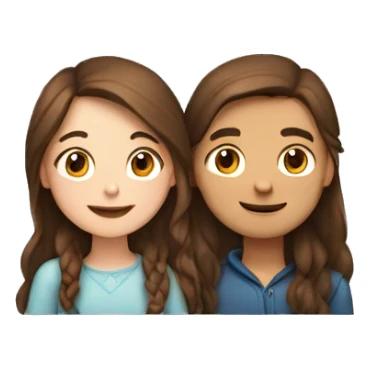 Girl with brown hair and boy with brown hair cuddling sticker