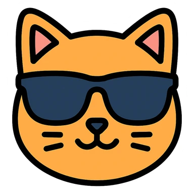cat wearing sunglasses icon with color outline sticker
