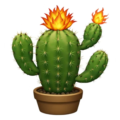 cactus on fire with simple background sticker