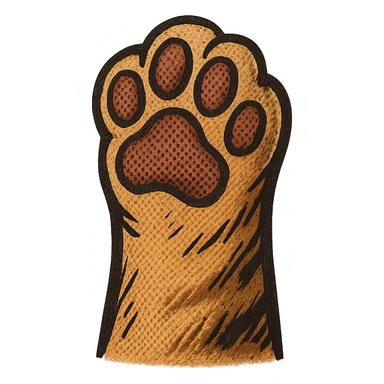 cat paw, bold lines, halftone dots sticker
