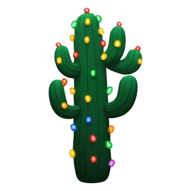 Saguaro cactus with holiday lights around it sticker