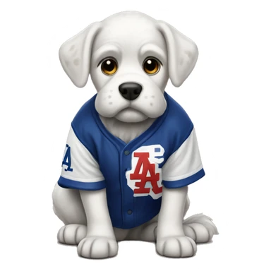 Dog wearing dodgers jersey  sticker