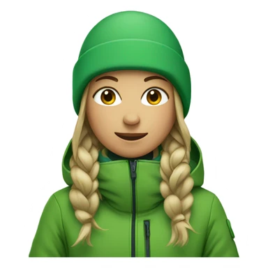 Snowboard girl with green coat sticker