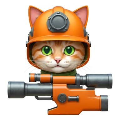 Cat with a big minigun anda helmet  sticker