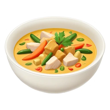 a bowl of thai yellow curry, ultra realistic sticker