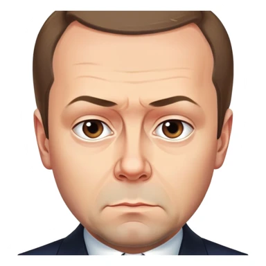 Dmitry Medvedev with a stern face sticker