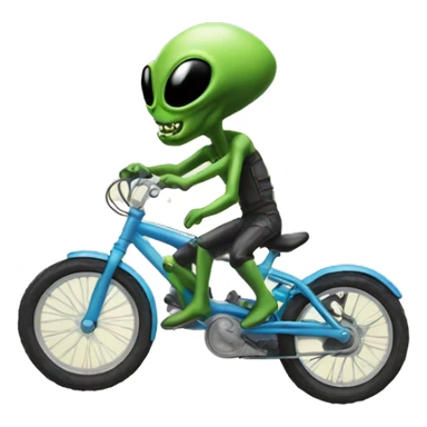 Alien rising a bike sticker