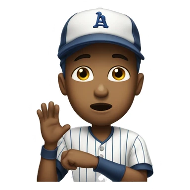 boy in baseball cap booing sadly. unsuccessful sticker