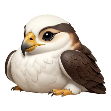 Meme-Worthy Cute Sleeping Falcon Portrait Emoji, Head resting peacefully with a contented smile, showcasing a streamlined, powerful form with eyes gently closed in serene slumber and a subtly curved beak, Simplified yet adorably endearing features, highly detailed, glowing with a soft, drowsy light, high shine, relaxed and utterly lovable, stylized with an air of playful laziness, soft glowing outline, capturing the essence of a sleeping falcon that feels destined to become the next viral icon of adorable rest! sticker