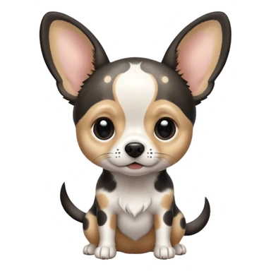 Chihuahua de pelo blanco con negro como una vaca. Con Grandes orejas super delgado sticker