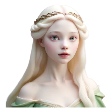 Cinematic Realistic Sleeping Beauty (Aurora) Portrait, with porcelain-like skin featuring a natural rosy flush, illuminated by soft lighting that highlights the gentle contours of her face. Her golden blonde hair flows in soft, detailed waves with subtle highlights that shimmer in the light. Her deep violet-blue eyes radiate warmth and innocence, framed by arched brows and long lashes. With a soft, serene smile, she holds a delicate rose gently in one hand, her other hand resting lightly by her side. She is dressed in her classic pink gown, the fabric rich in texture with delicate folds that catch the light. A golden crown rests atop her head, gleaming with royal refinement. The portrait captures a soft, glowing aura, blending realism with an ethereal sense of beauty and timeless enchantment. sticker