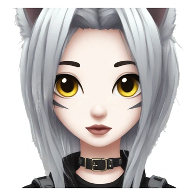Edgy Kawaii Cute Cool Cartoon Beautiful Elegant Pretty Anime Punk Techwear Gothic Catgirl sticker