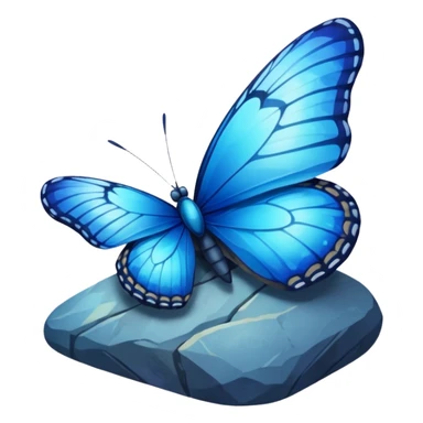 blue butterfly on rock sticker