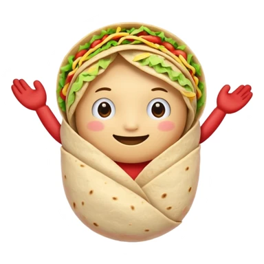 A burrito with arms bow on top sticker