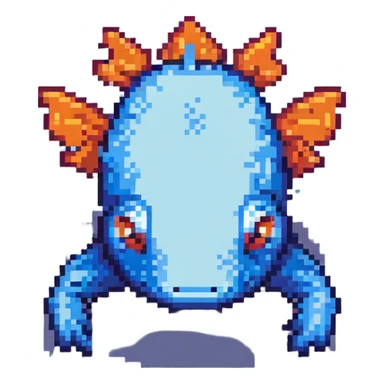 blue Minecraft axolotl, authentic blocky style and proportions, pixel art sticker