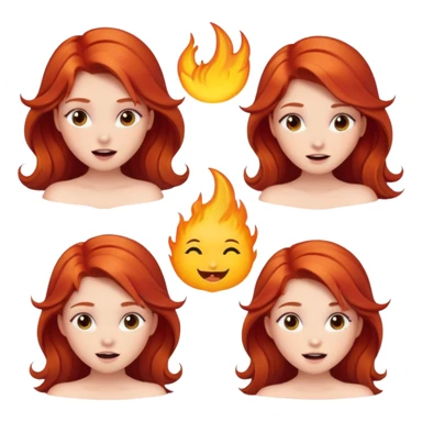 a red head siren with many different emotions sticker